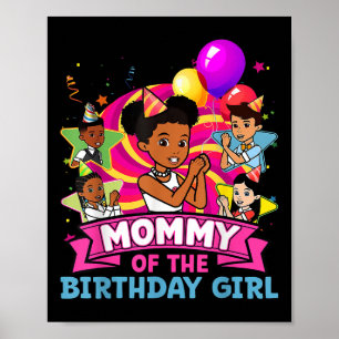 Póster Mamá La Niña Cumpleaños Fiesta Rosa Muñeca Familia