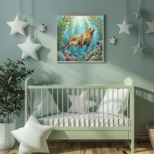 Póster Mamá León Marino y Guardería de Crías
