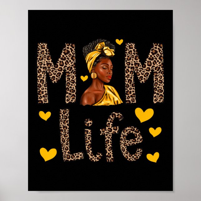 Póster Mamá Leopardo de la Vida Mujer Negra Moth Afroamer (Frente)