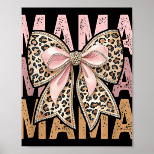 Póster Mamá leopardo retro, linda mamá retro coquette Bow