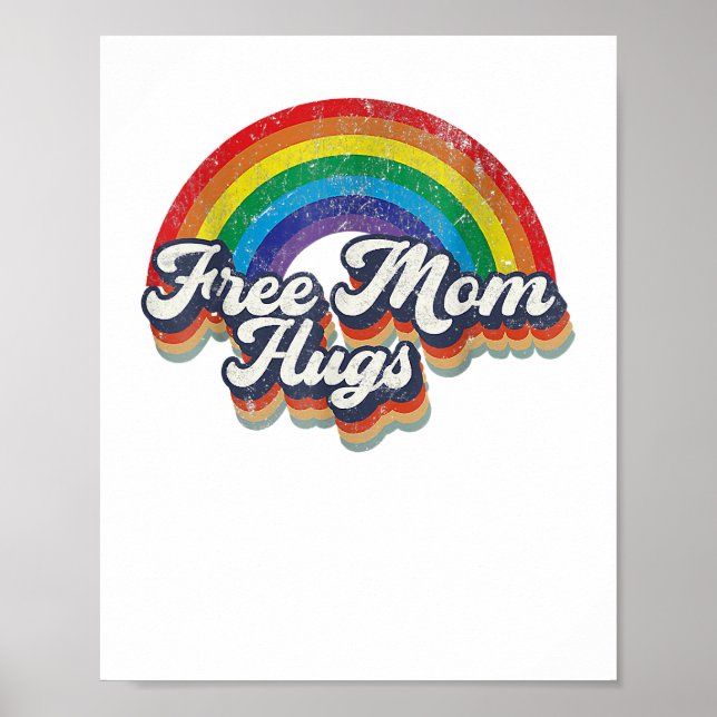 Póster Mamá libre abraza el corazón arcoiris Bandera LGBT (Frente)
