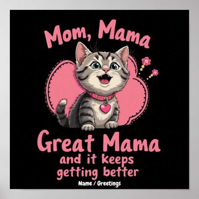 Póster Mamá, Mamá, Gran Mamá Mejorando Personalizable (Frente)
