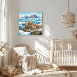 Póster Mamá Manatí y Guardería de Crías