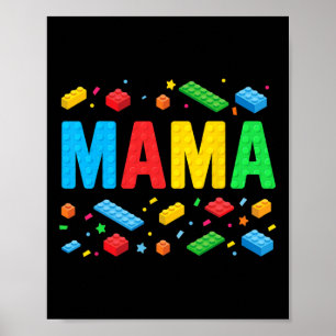 Póster Mama Master Builder Building Bricks Blocks Funny M