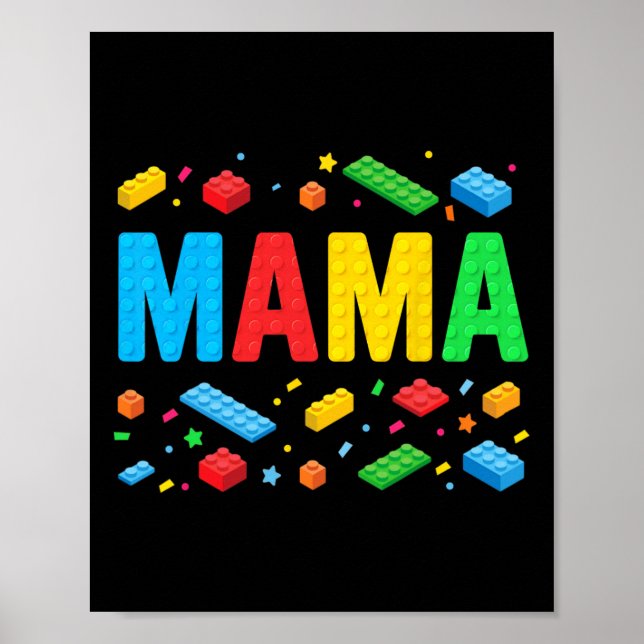 Póster Mama Master Builder Building Bricks Blocks Funny M (Frente)