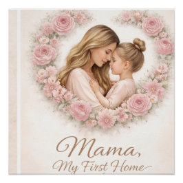 Póster Mamá: Mi Primer Hogar | Floral de Madre e Hija