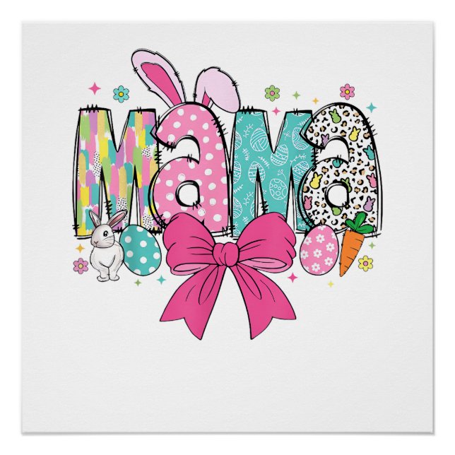 Póster Mama Mini Pascua Combinación Mama Bunny Día de Pas (Anverso)