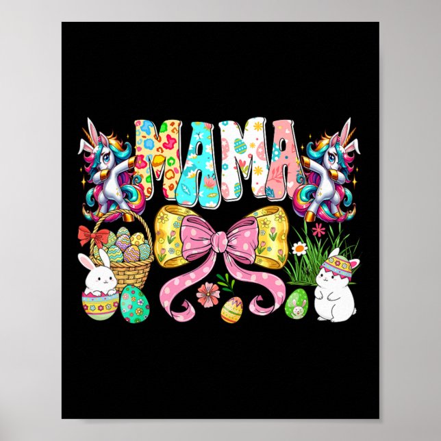 Póster Mama Mini Pascua Combinación Mama Bunny Día de Pas (Frente)