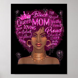 Póster Mamá mujer negra afroamericana feliz día de la mad