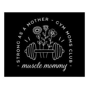 Póster Mamá musculosa gimnasio mamá fuerte madre divertid