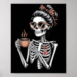Póster Mamá Necesita Café Esqueleto Divertido Halloween C