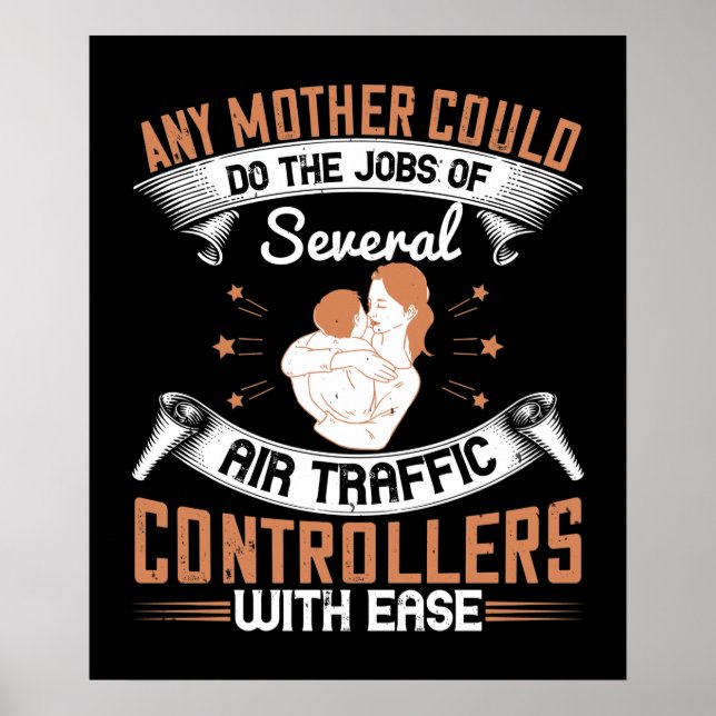 Póster Mamá - Ocupada como controladores de tráfico aéreo (Frente)