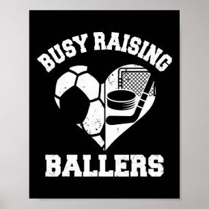 Póster Mamá Ocupada Criando Byllers Fútbol Hockey Corazón