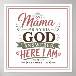 Póster Mamá Oró Dios Respondió Aquí Estoy Cita Cristiana