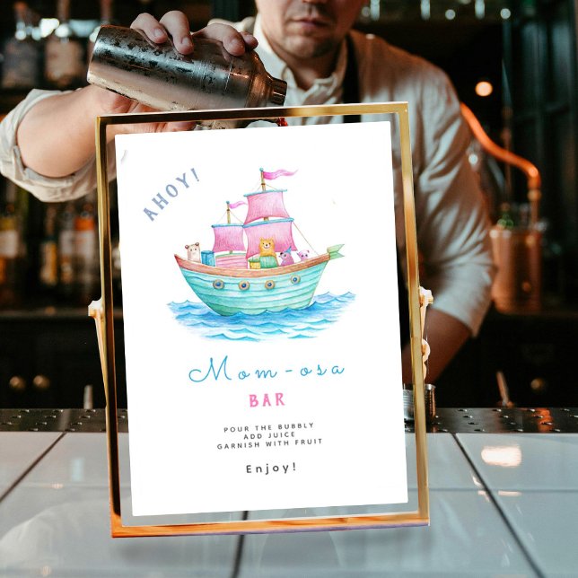 Póster Mamá-osa Ahoy es un barco bebé de animales Baby Sh (Subido por el creador)