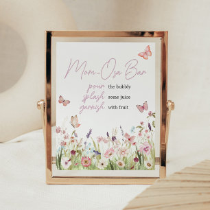 Póster Mamá Osa Bar Pequeña Mariposa Flor Silvestre