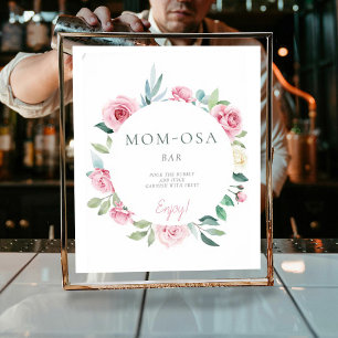 Póster Mamá-osa Spring Flores Chica rosa Baby Shower
