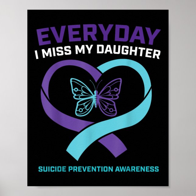 Póster Mamá papá Miss Hija Prevención de Conciencia Suici (Frente)