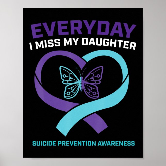 Póster Mamá papá Miss Hija Prevención de Conciencia Suici (Frente)