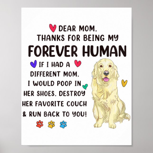 Póster Mamá para siempre Crema Humana Golden Retriever Mo (Frente)