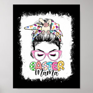 Póster Mamá Pascua Mujeres Pelo Desordenado en Moño Pareo