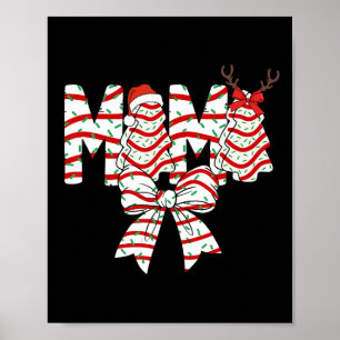 Póster Mama Pastel de árbol de Navidad Patrón Coquette La