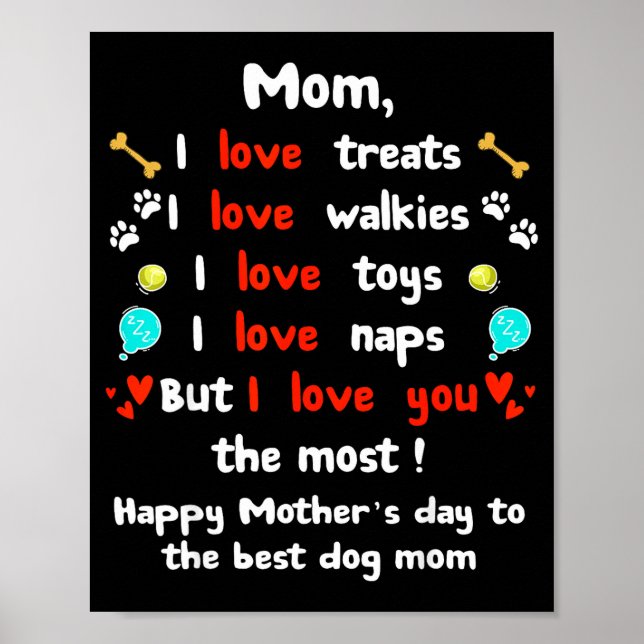 Póster Mamá perrita linda día de las madres, feliz día de (Frente)