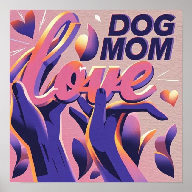 Póster Mamá Perro Amor Pink Purple (Frente)