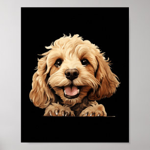 Póster Mamá Perro Cockapoo Papá Espiando Cachorro