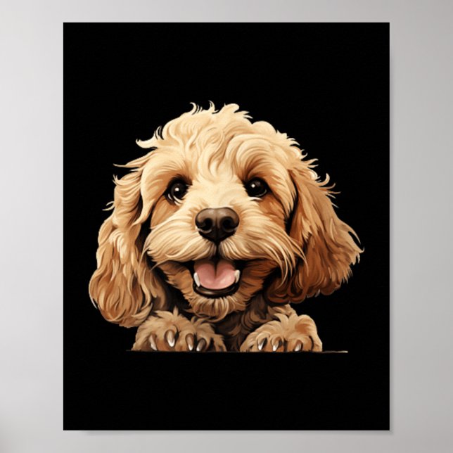 Póster Mamá Perro Cockapoo Papá Espiando Cachorro (Frente)