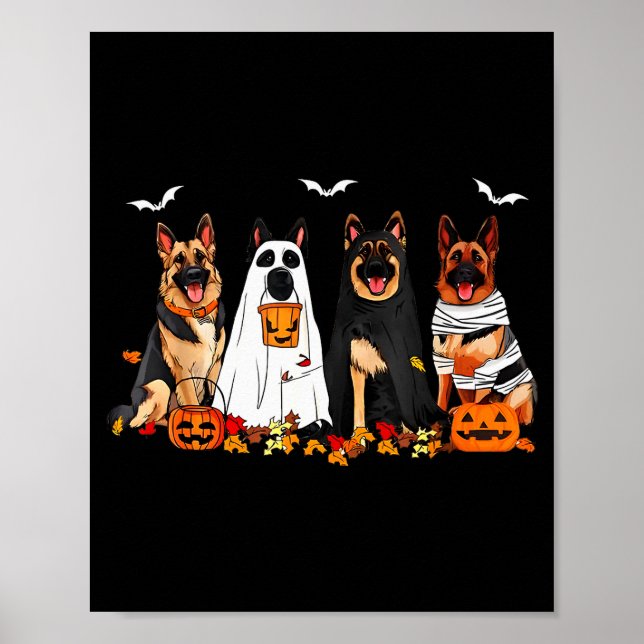 Póster Mamá Perro Pastor Alemán Fantasma Divertido Hallow (Frente)