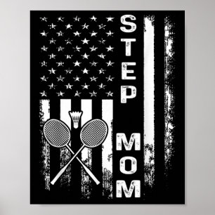 Póster Mamá Postiza de Bádminton Bandera Americana Vintag