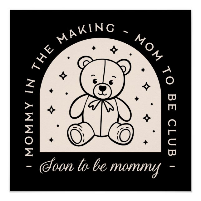 Póster Mamá pronto será mamá embarazada club negro (Anverso)