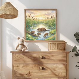 Póster Mamá Rata Almizclera y Guardería de Bebés