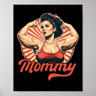 Póster Mamá Retro Halterofilia Y Gimnasio De Construcción