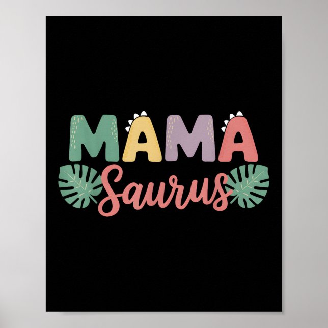 Póster Mamá Saurus Mamá Papá Dinosaurio Partida Familiar (Frente)