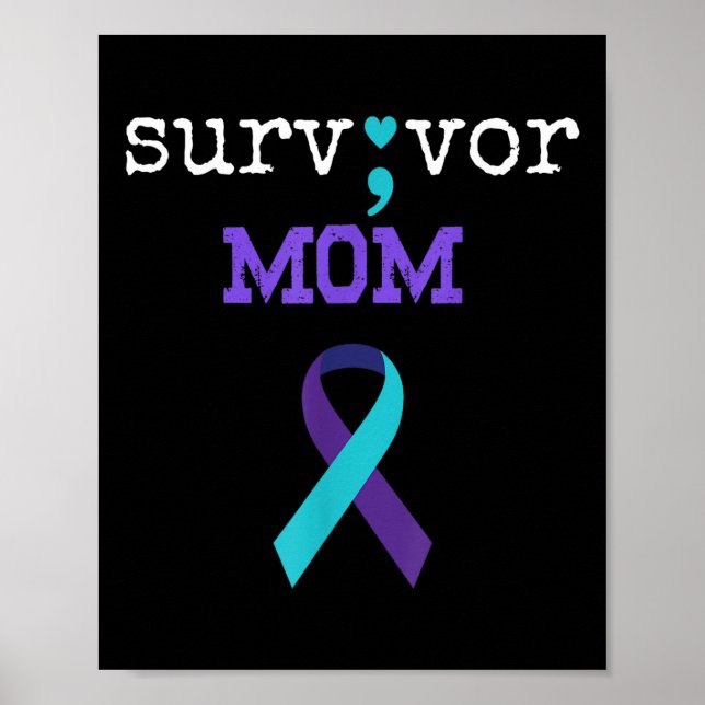 Póster Mamá superviviente - Semicolón Regalo Prevención d (Frente)