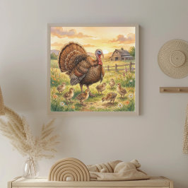 Póster Mama Turkey and Poults Nursery