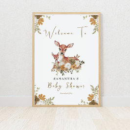 Póster mama venado y bebé venado ducha bebé