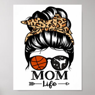 Póster Mamá vive desordenada Bun Hair divertida Sketll Ka