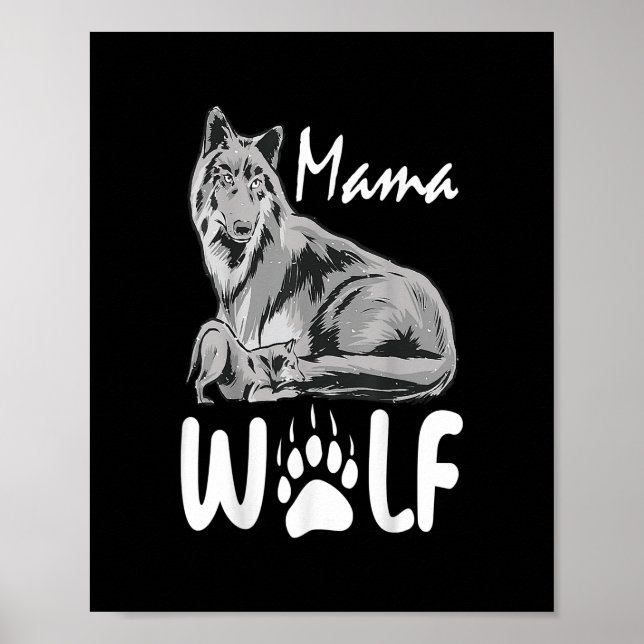 Póster Mama Wolf wolves Wild Lover Mom Mother Women (Frente)