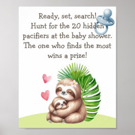 Póster Mamá y Baby Sloth Pacifier Cazan a Poster de Baby