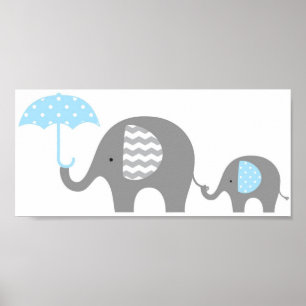 Póster - Mamá y bebé elefante
