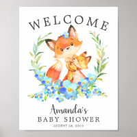 Mamá y bebé Fox Bienvenidos a Baby Shower Poster