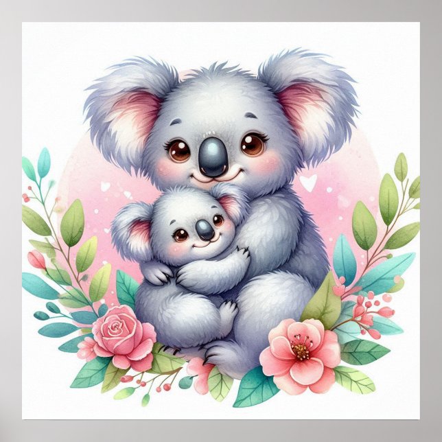 Póster Mamá y bebé koala (Frente)