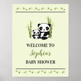 Póster Mamá y bebé Panda Oso Baby Shower Plate
