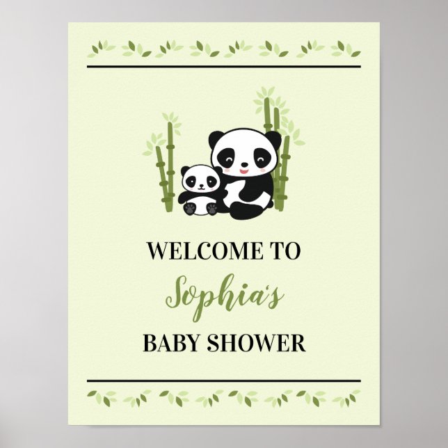 Póster Mamá y bebé Panda Oso Baby Shower Plate (Frente)