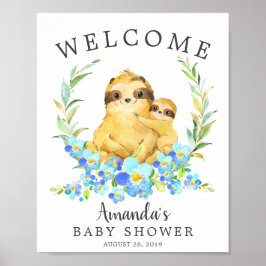 Póster Mamá y bebé Sloth Bienvenidos Poster de Baby Showe