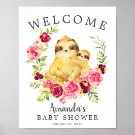 Póster Mamá y bebé Sloth Bienvenidos Poster de Baby Showe