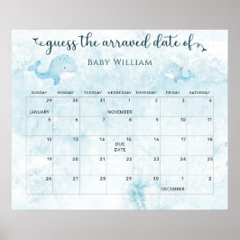 Póster Mamá y la ballena bebé adivinan el calendario de f